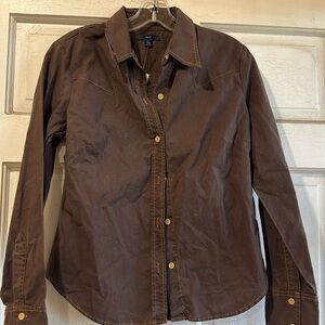 NWT GAP Brown Button Up Shirt Size Medium